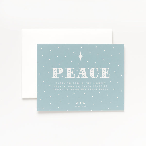 Peace, Sea Green Christmas Greeting Card