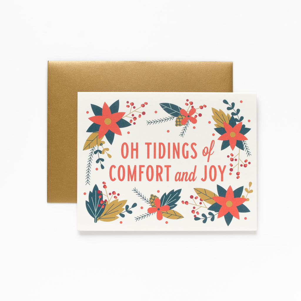 Tidings, Floral Christmas Greeting Card