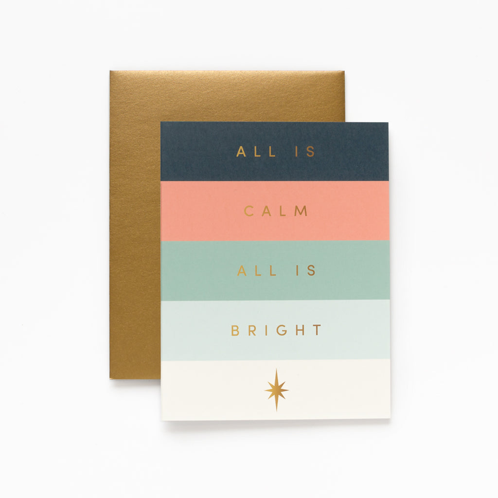 All Is Bright, Minimal Christmas Greeting Card