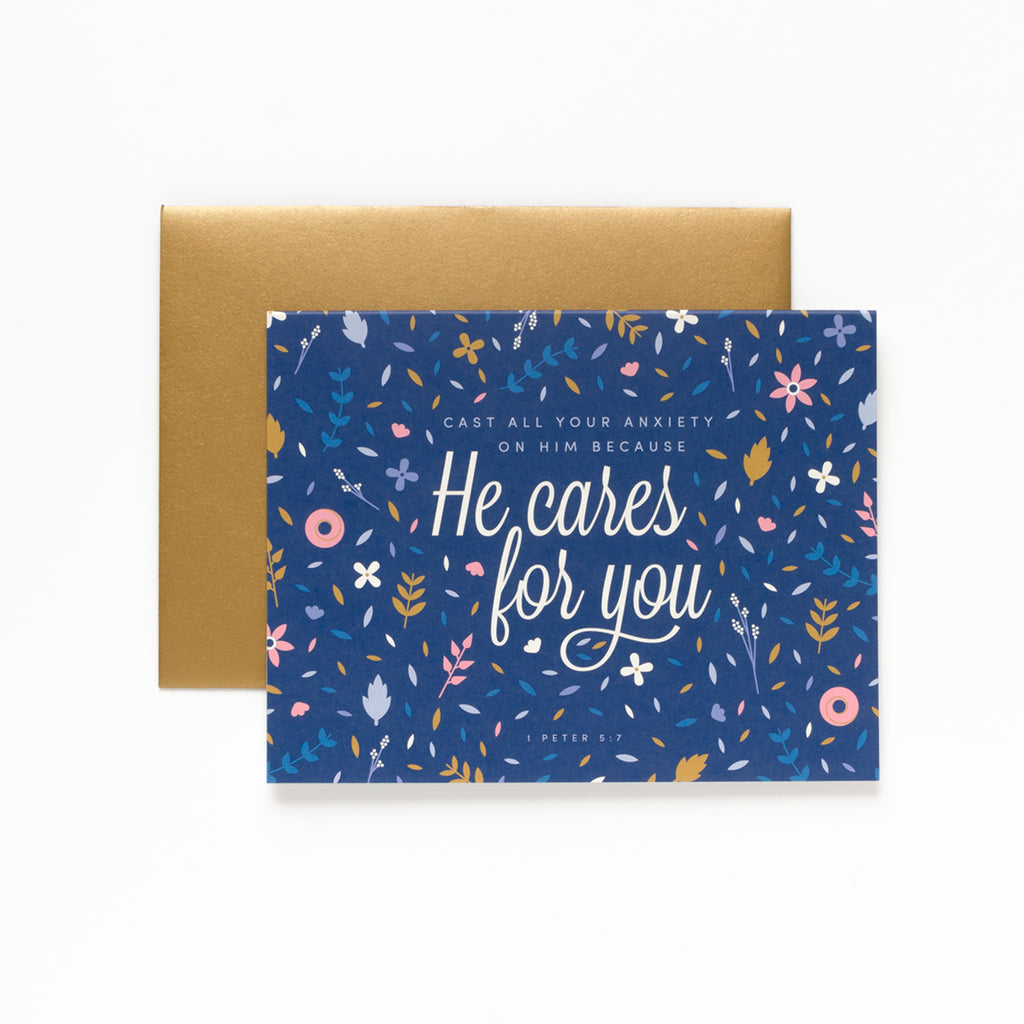 He Cares for You, Floral Greeting Card