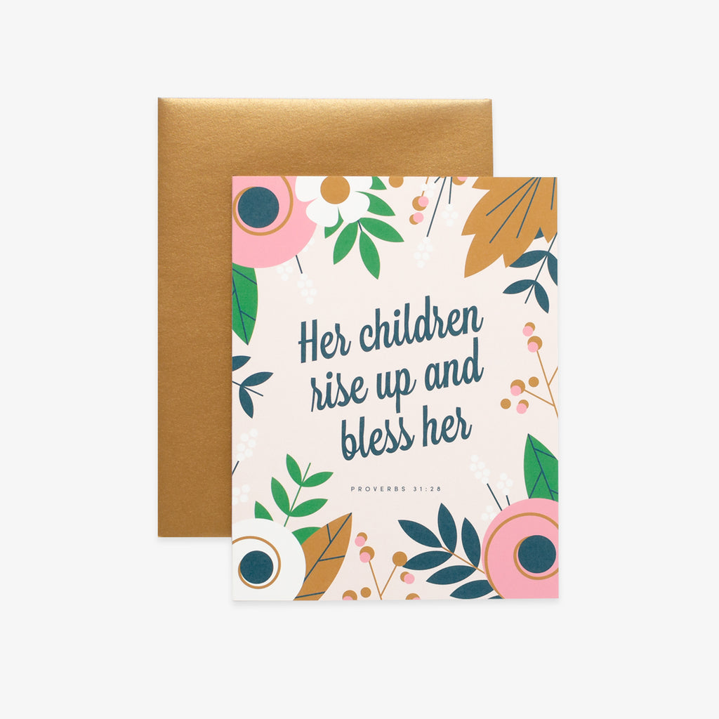 Her Children Rise Up, Floral Greeting Card