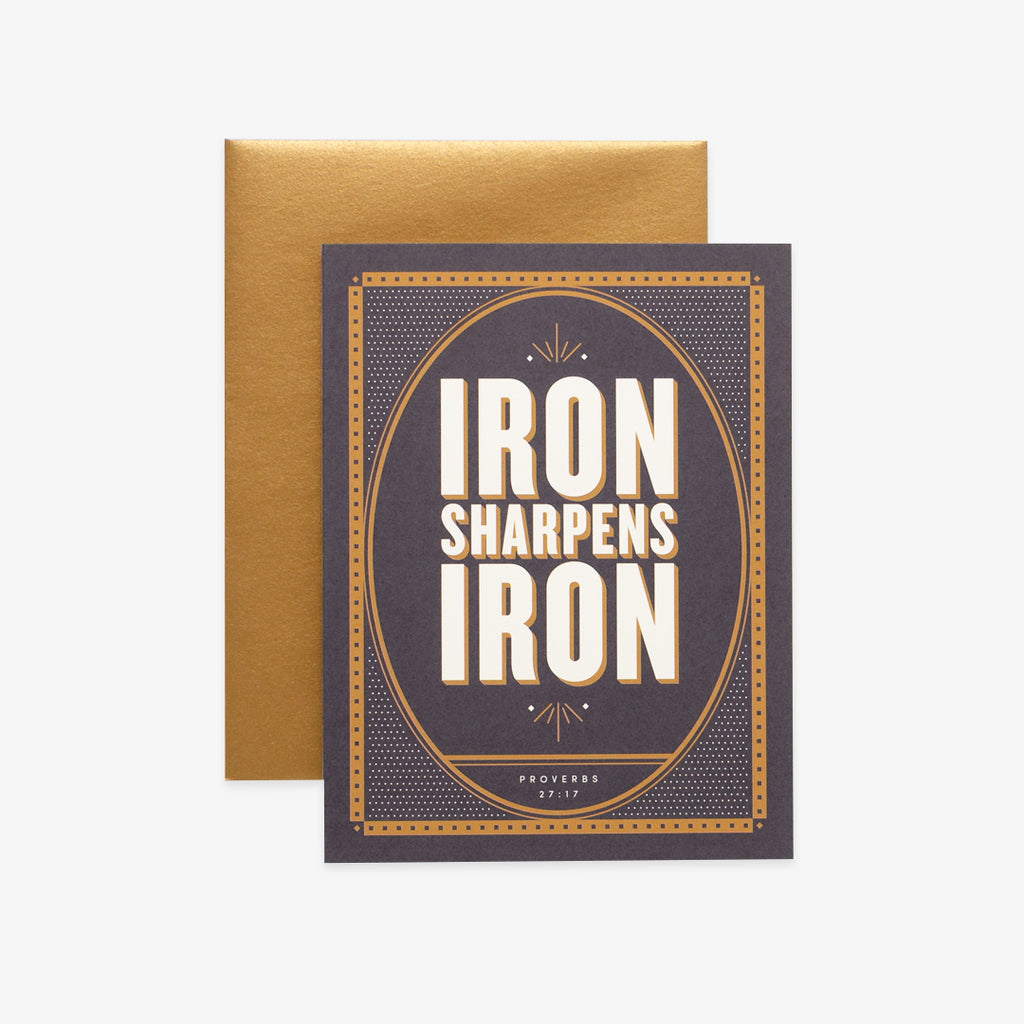 Iron Sharpens Iron, Black Greeting Card