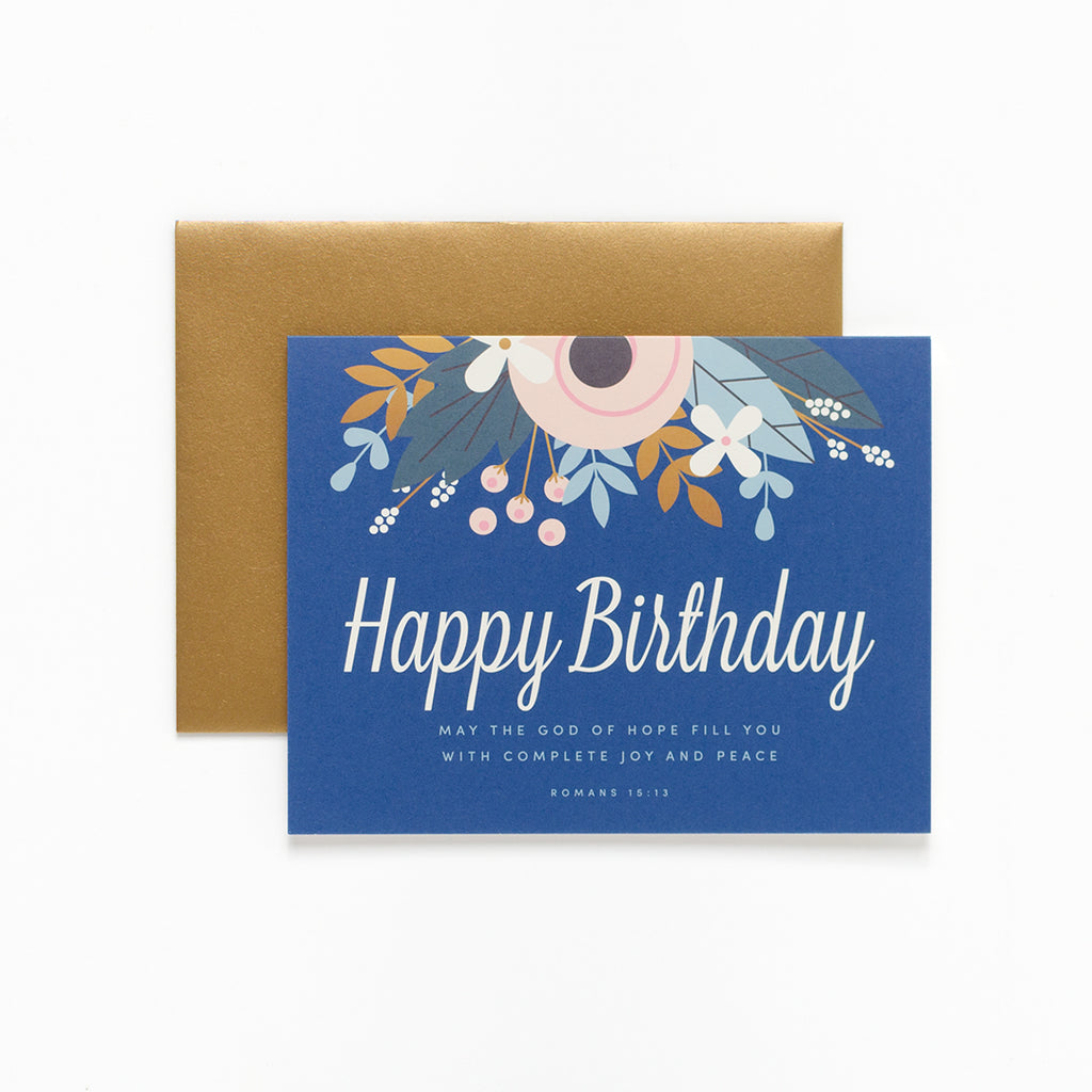 Joy and Peace, Floral Birthday Greeting Card
