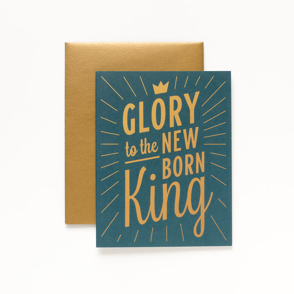 New Born King, Dark Green Christmas Greeting Card