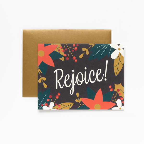 Rejoice, Floral Christmas Greeting Card