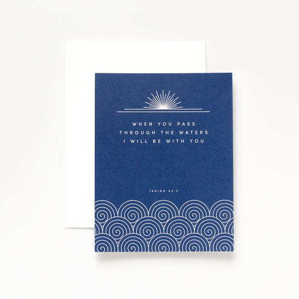 Through the Waters, Navy Greeting Card