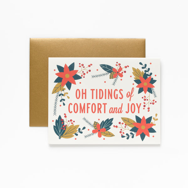 Tidings, Floral Christmas Greeting Card